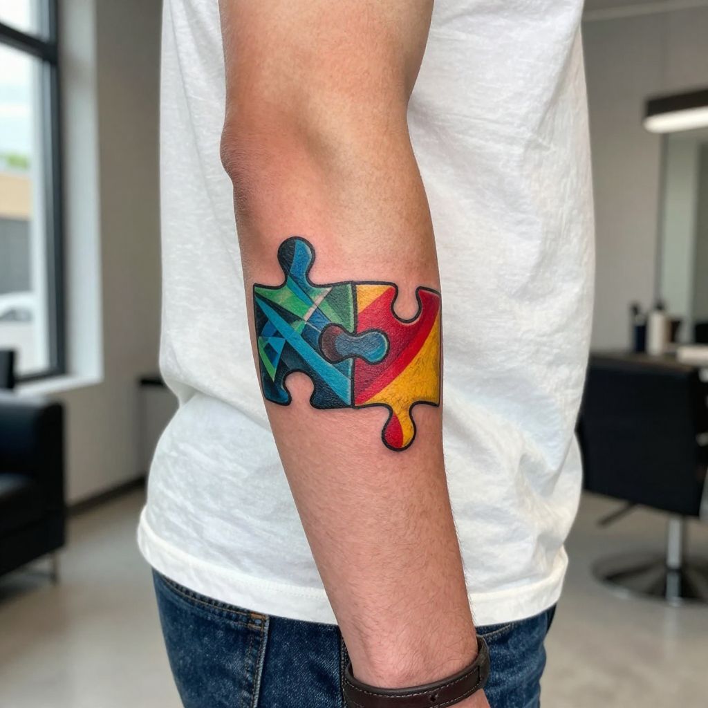 Puzzle Piece Matching Tattoo