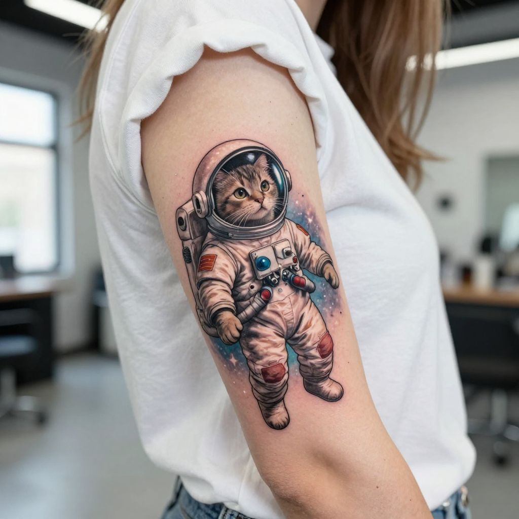 Space Cat Floating