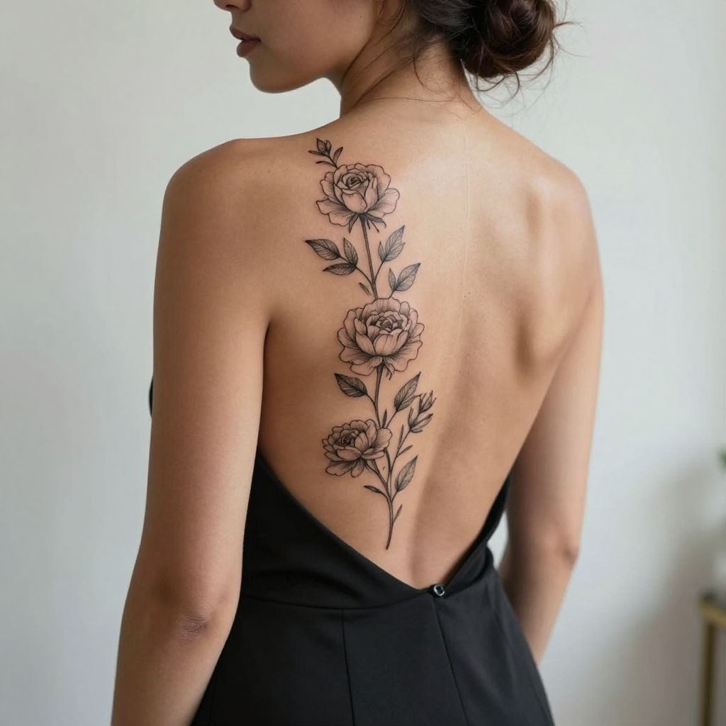 Fine Line Floral Spine Column