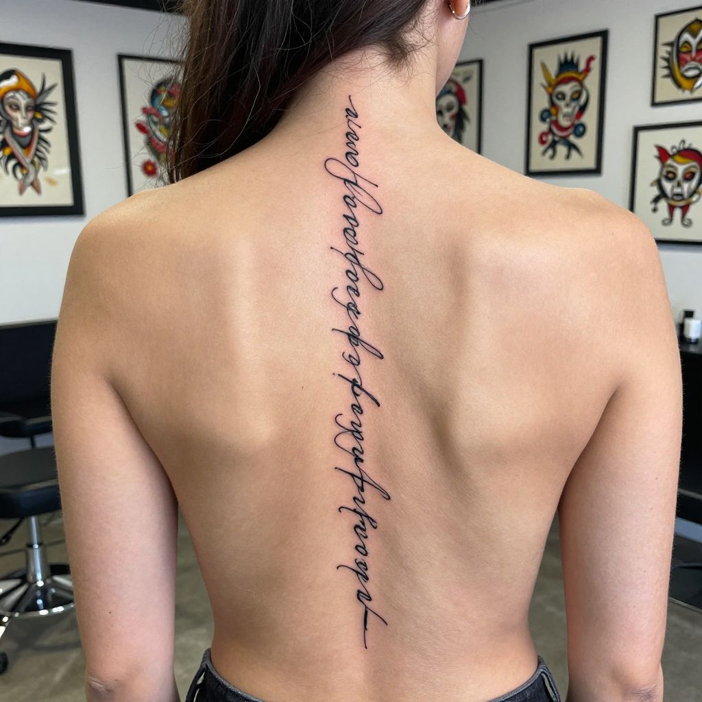 Script Word Spine Tattoo