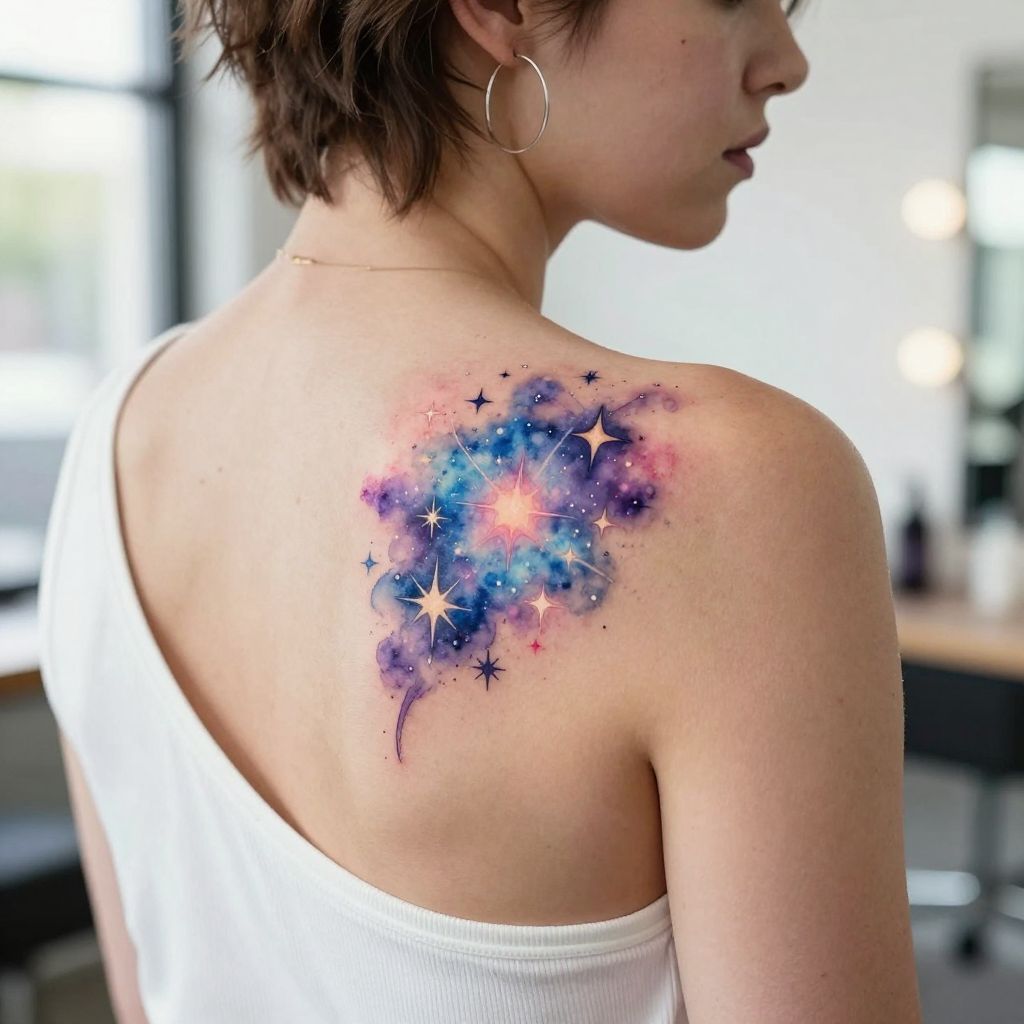 Watercolor Galaxy Star Cluster
