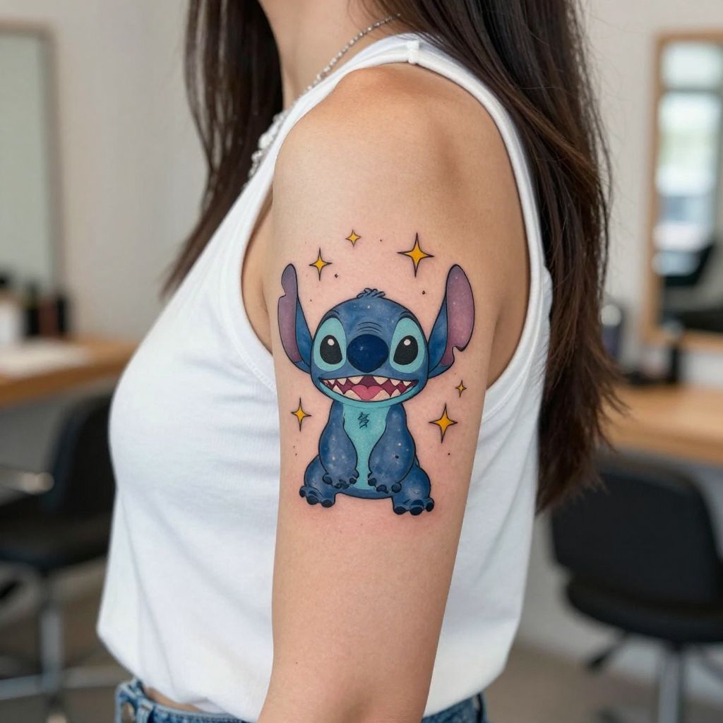 Stitch With Star Accents Tattoo