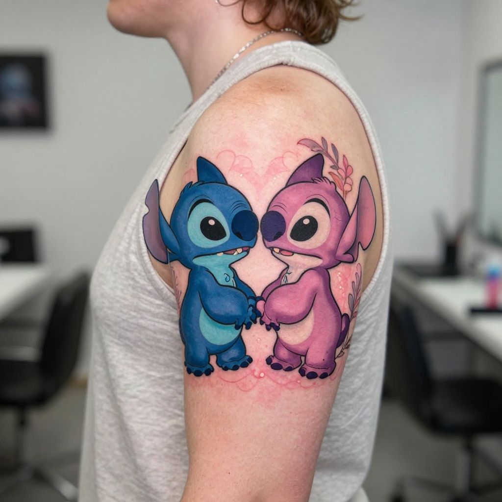 Stitch and Angel Matching Tattoo