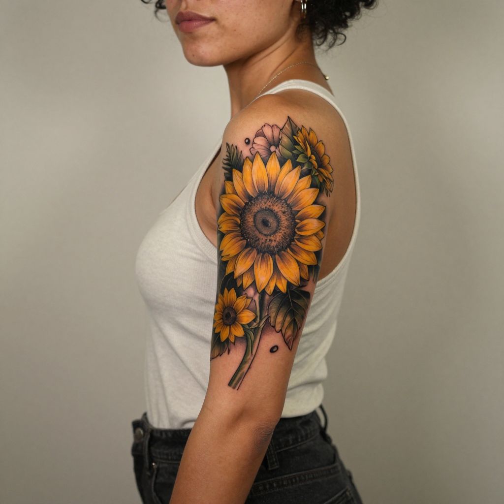 Sunflower Bouquet tattoo idea
