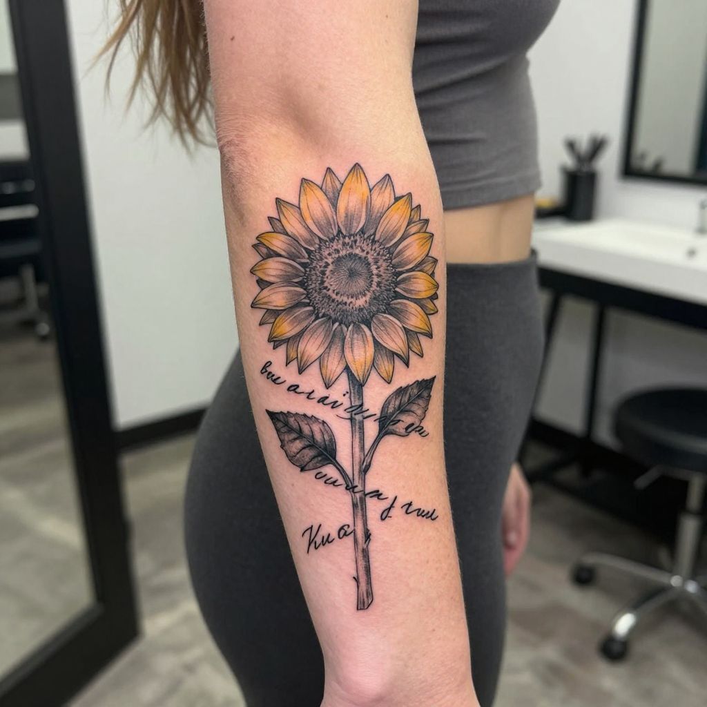 Sunflower With Quote tattoo idea