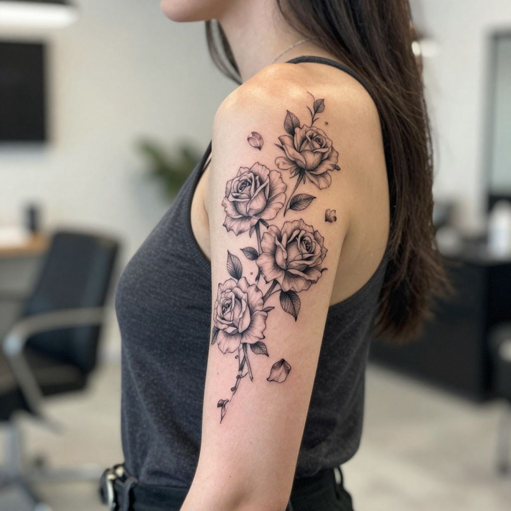 tattoo filler ideas small roses and petal bits