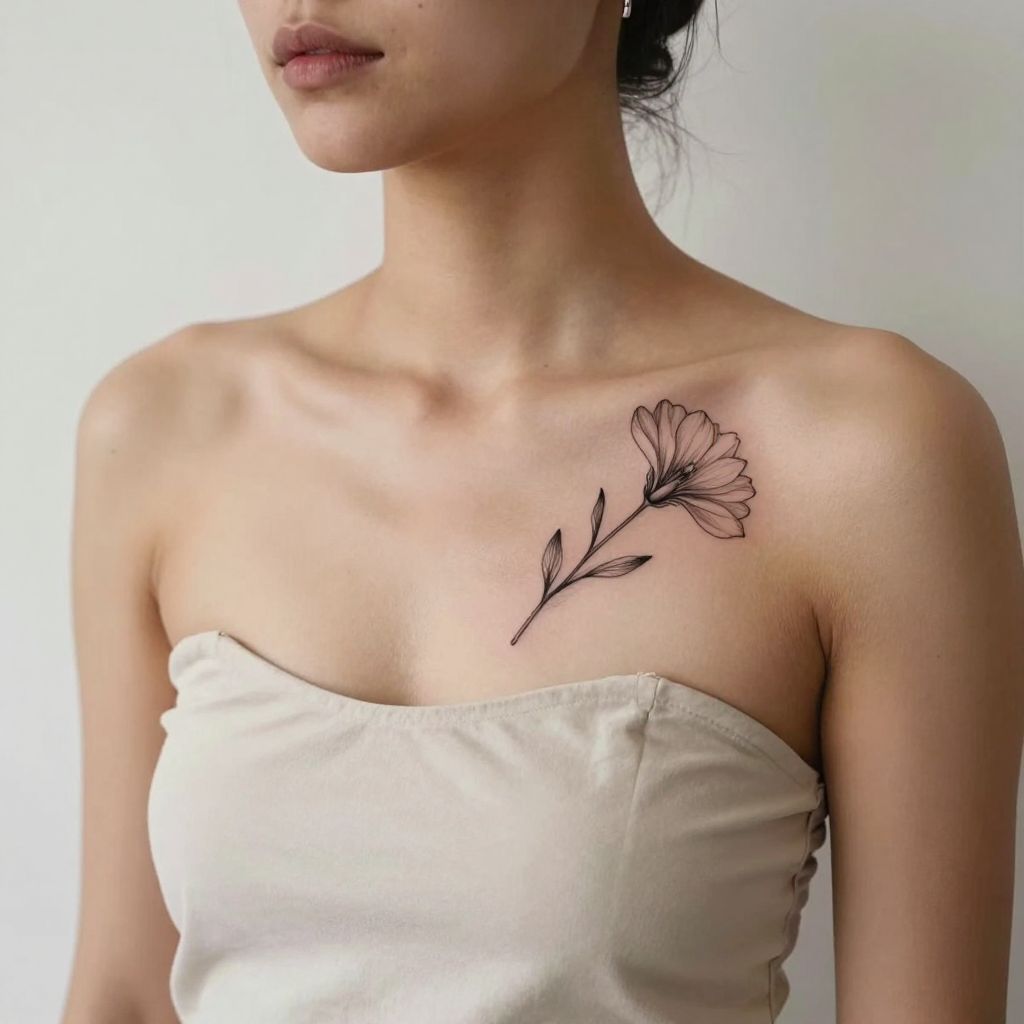 tattoo placement ideas collarbone line art
