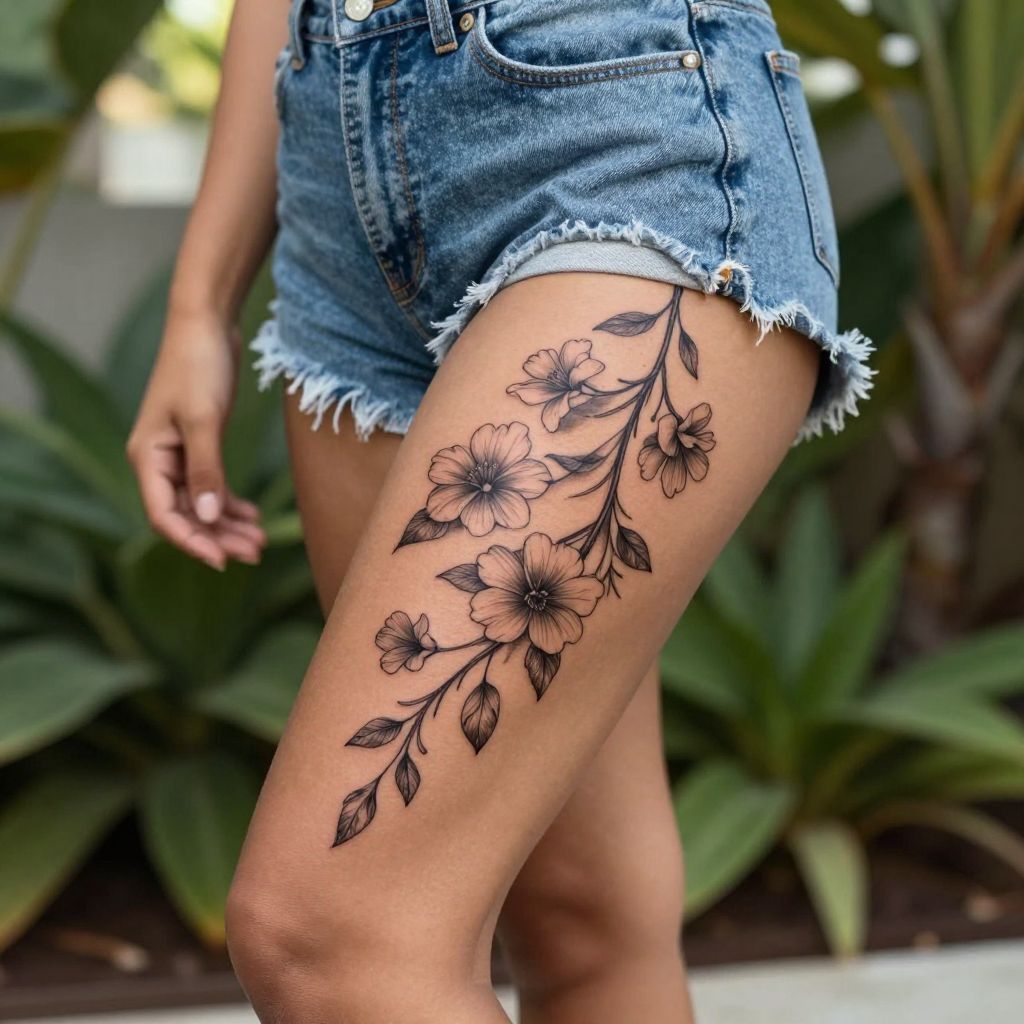 tattoo placement ideas side thigh illustration