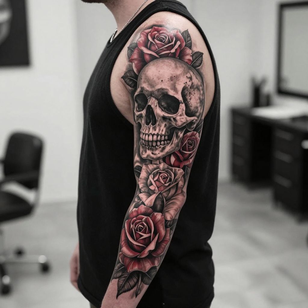 Skull and rose sleeve