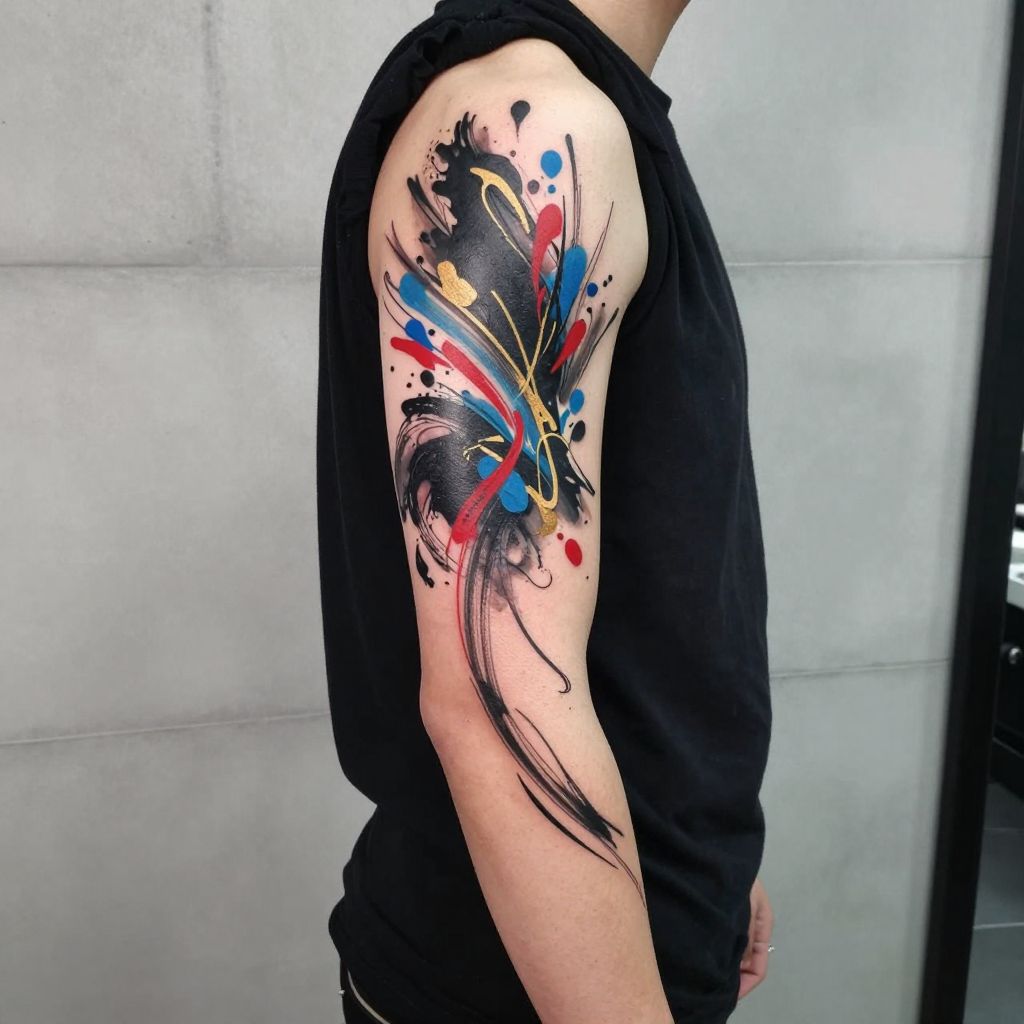 Abstract brushstroke sleeve
