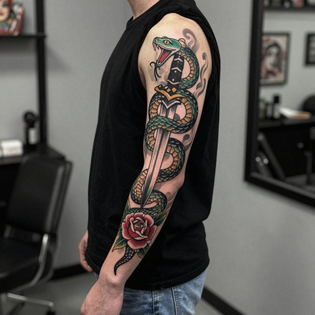 Snake and dagger sleeve