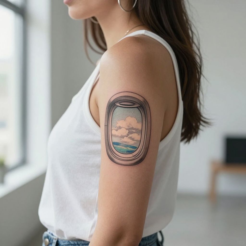 Airplane Window View Tattoo