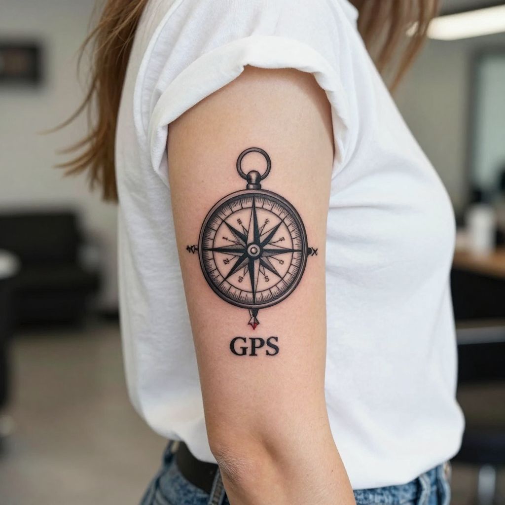 Compass with Coordinates Tattoo