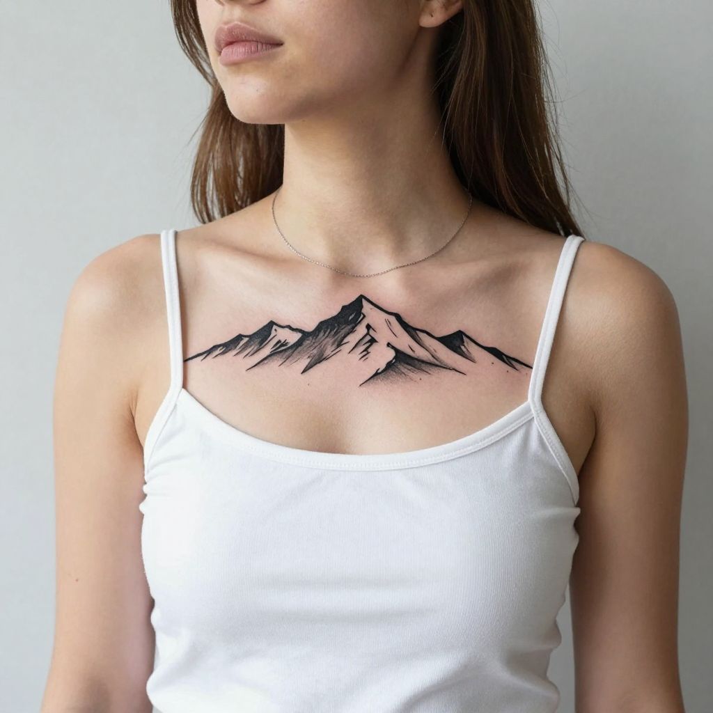 Mountain Range Silhouette Tattoo