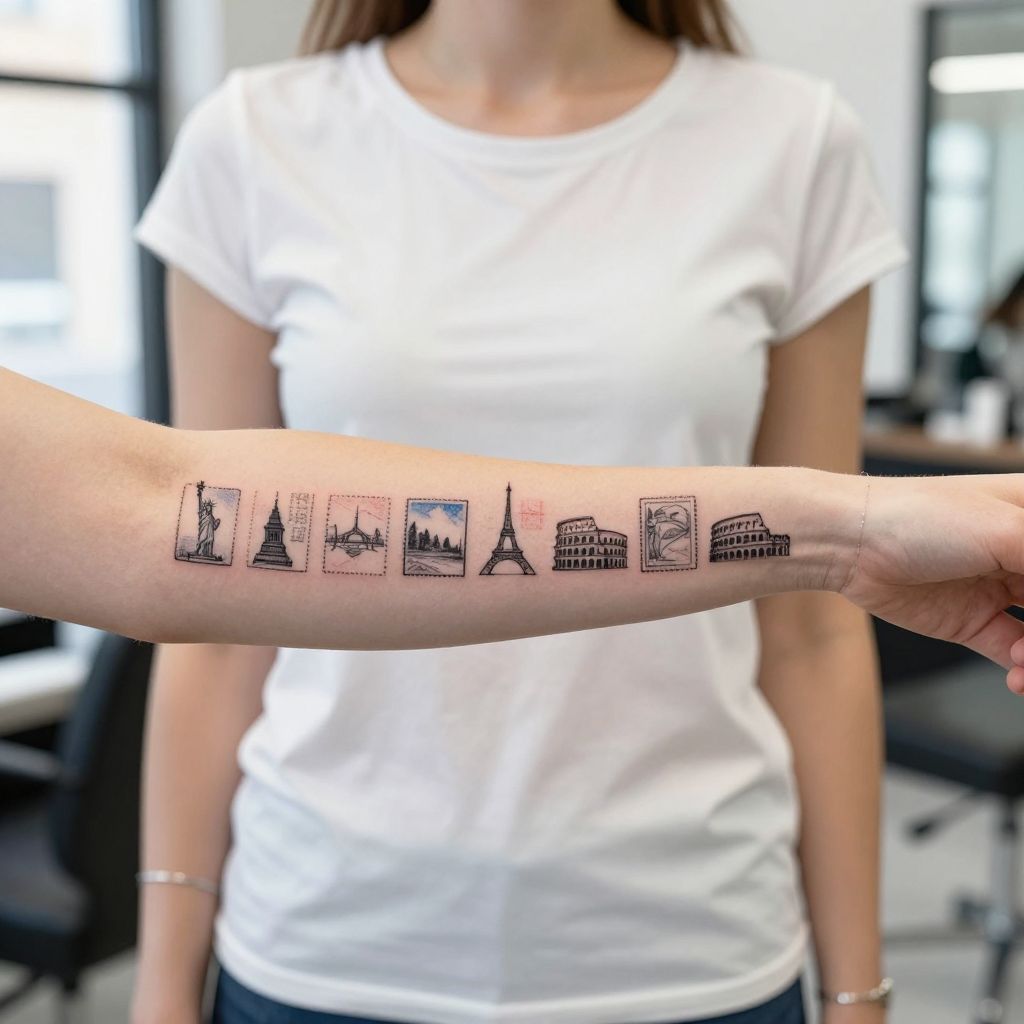 Passport Stamp Collection Tattoo