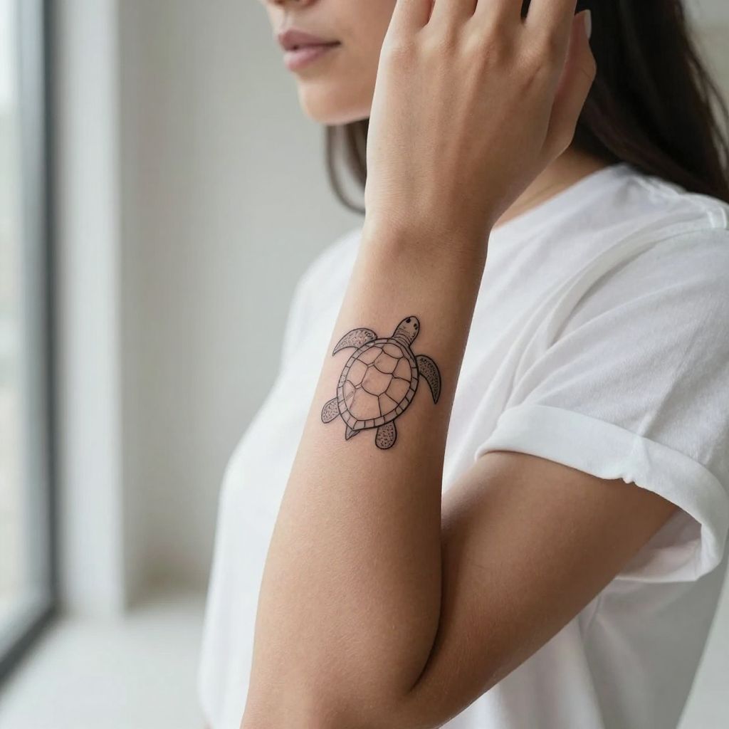 Minimalist Line Art Turtle