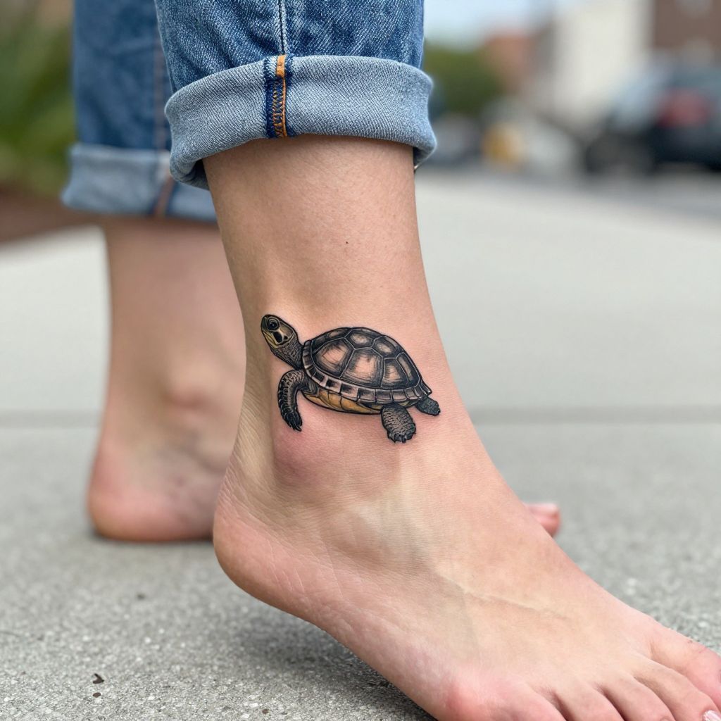 Small Turtle Foot Tattoo