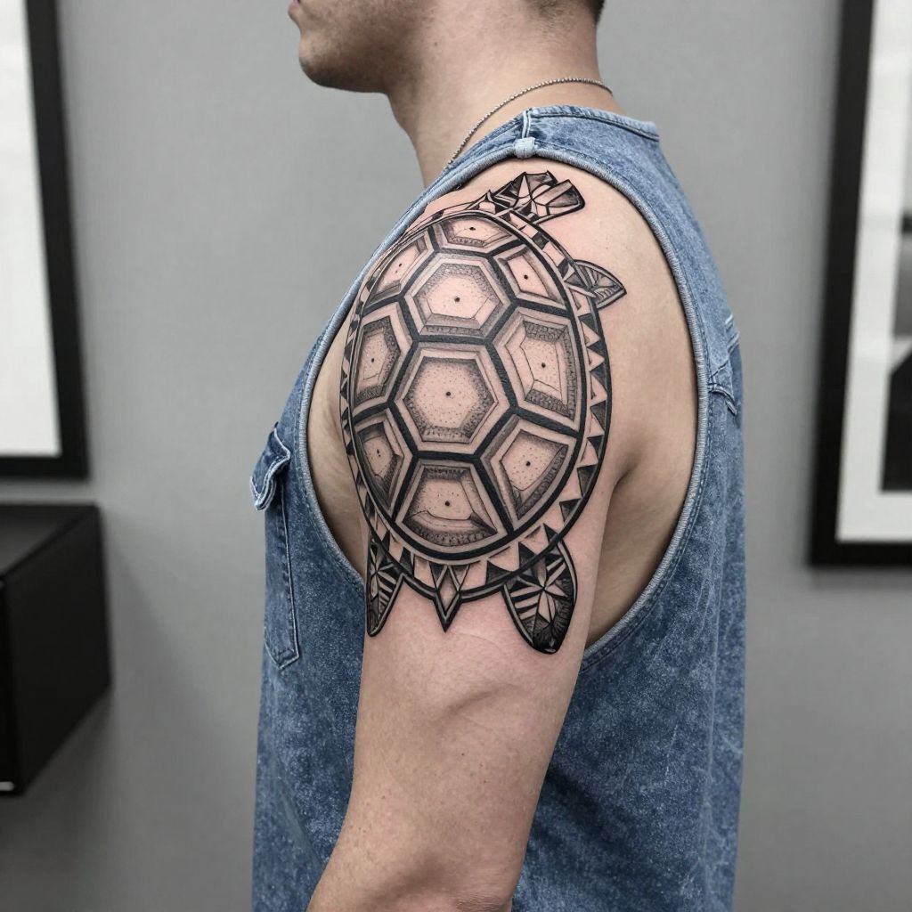 Geometric Turtle Shell Tattoo