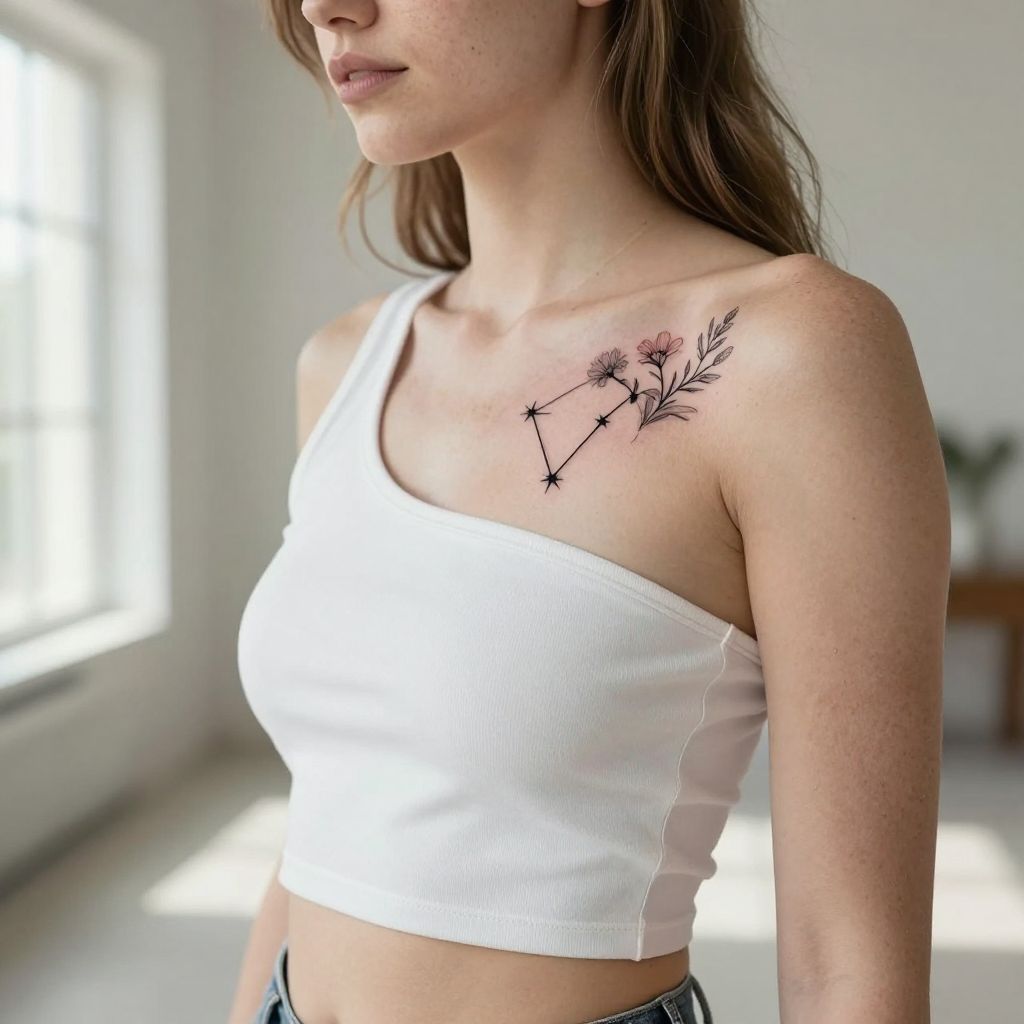 Virgo Constellation With Birth Flowers
