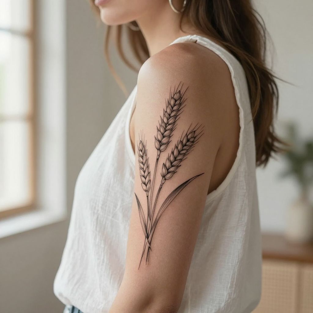 Virgo Tattoo With Wheat Stalks