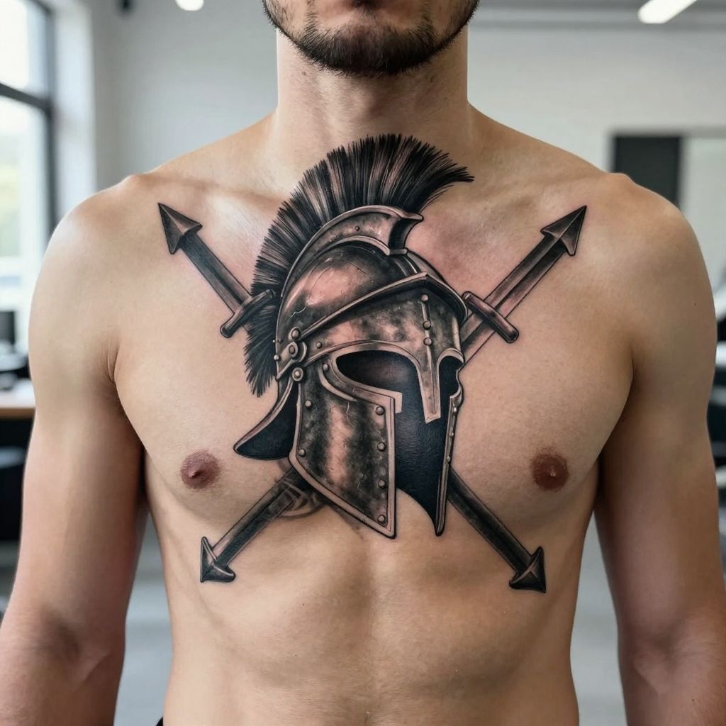 Gladiator Helmet with Crossed Swords
