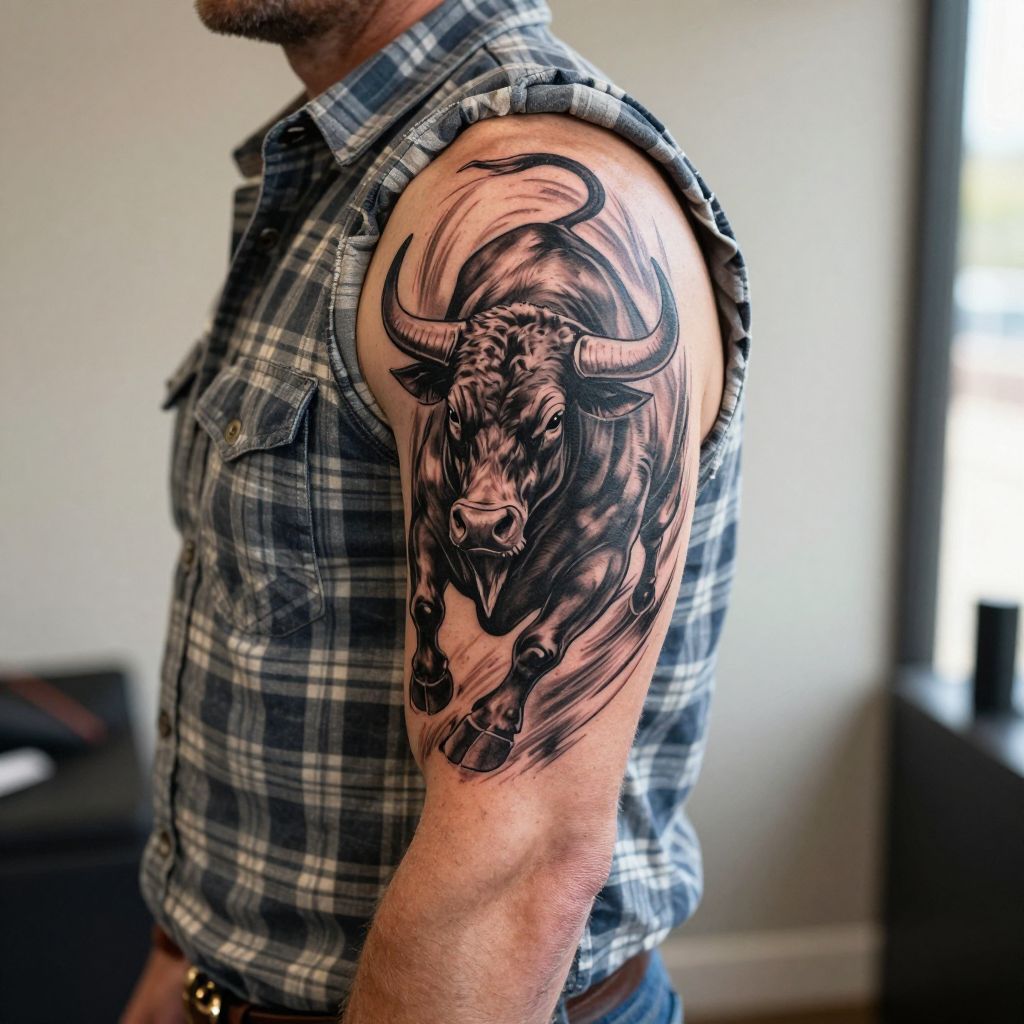 Rodeo Bull with Dynamic Motion Lines