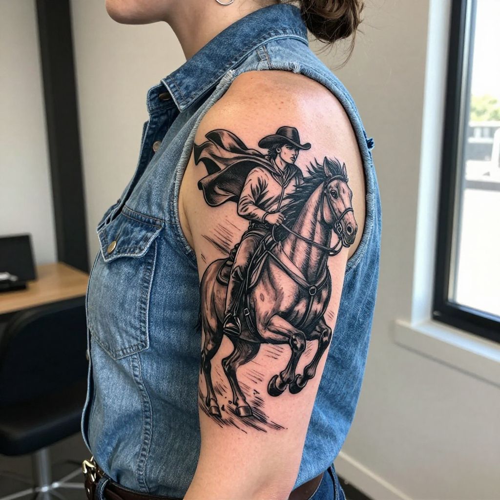 Pony Express Rider with Flowing Cape