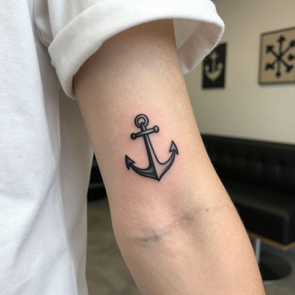 Tiny Anchor wrist tattoo idea