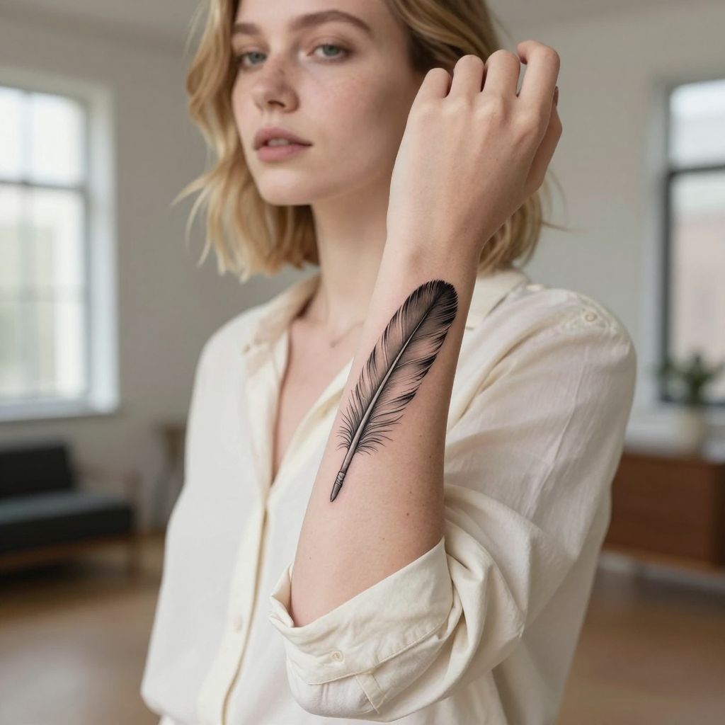 Feather Quill wrist tattoo idea