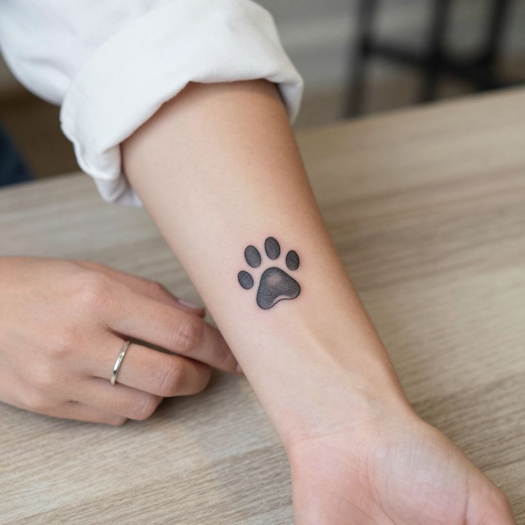 Small Paw Print wrist tattoo idea