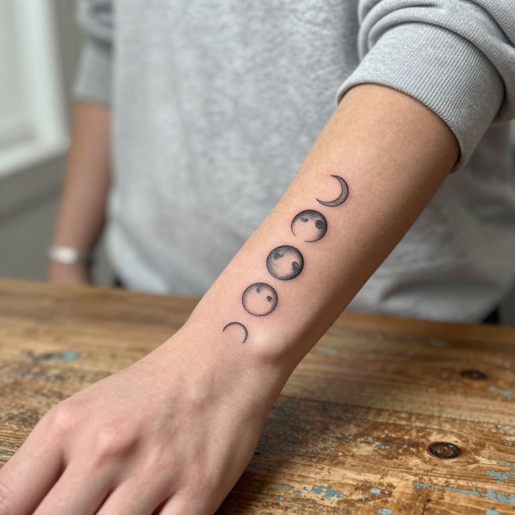 Moon Phases wrist tattoo idea