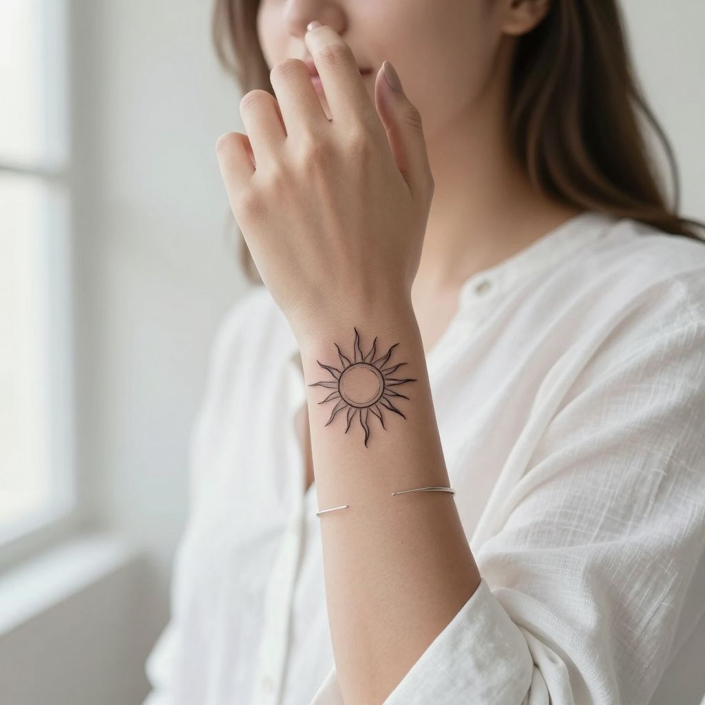 Sunburst wrist tattoo idea
