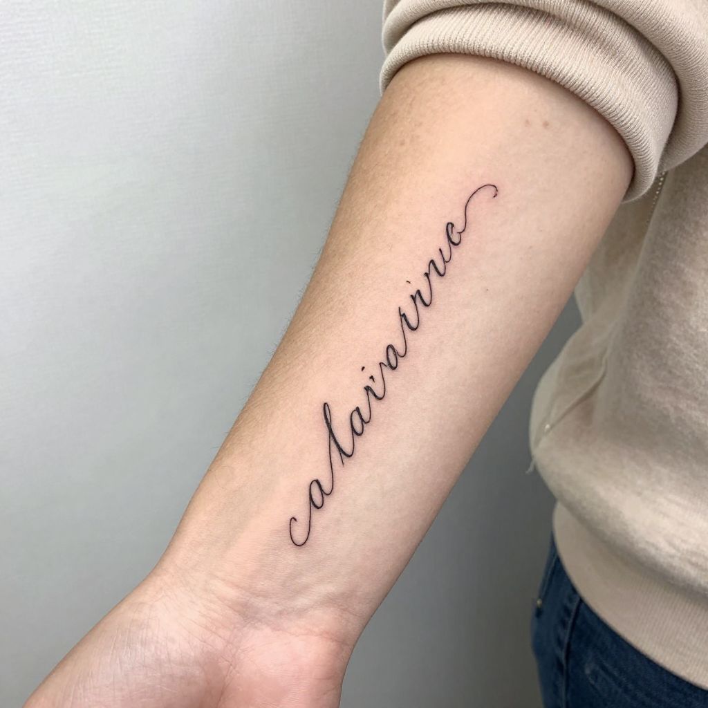 Script Word wrist tattoo idea