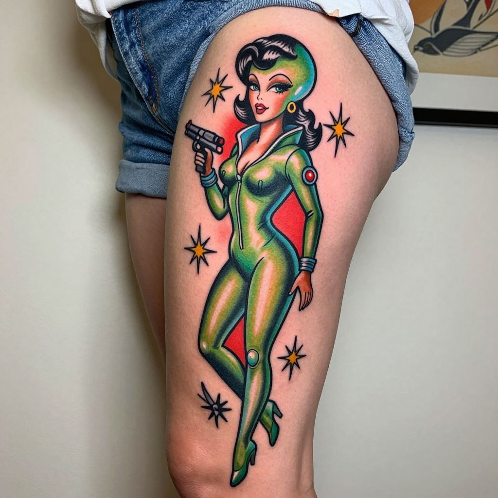 Retro Space Alien Pinup