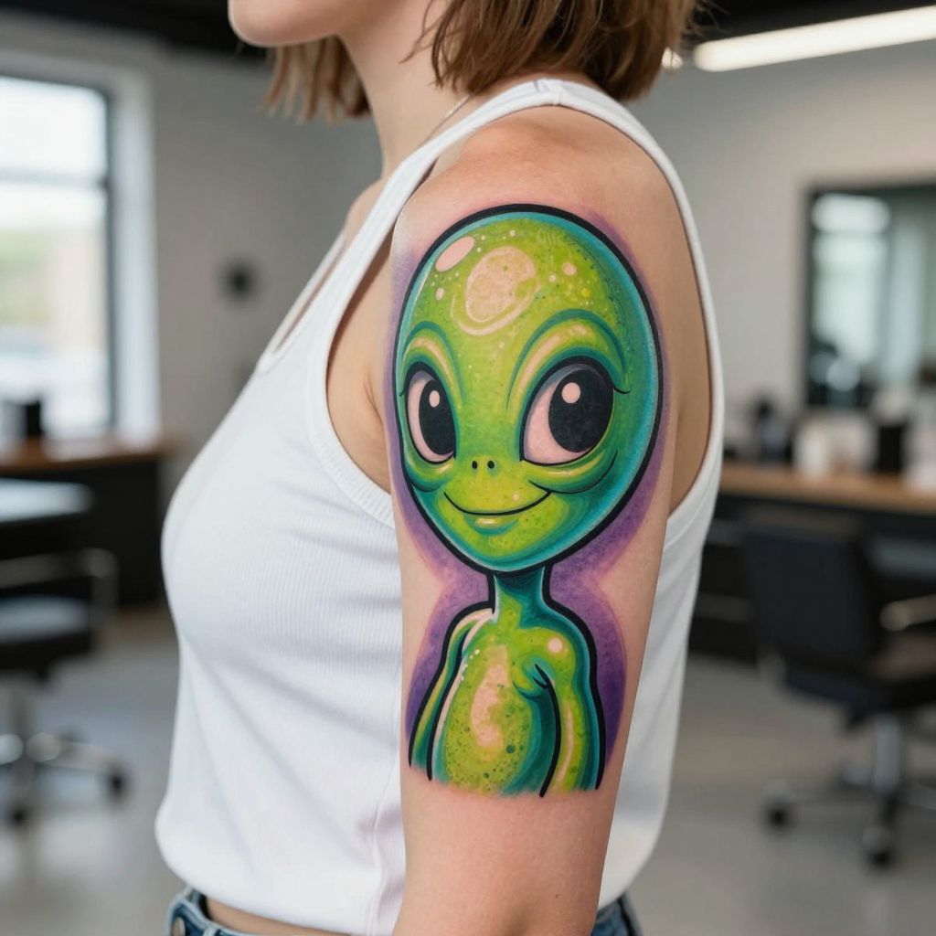 Cartoon Alien with Big Eyes