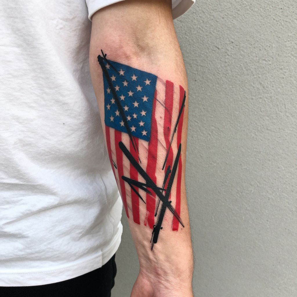 Abstract Flag Splash with Crossed Lines