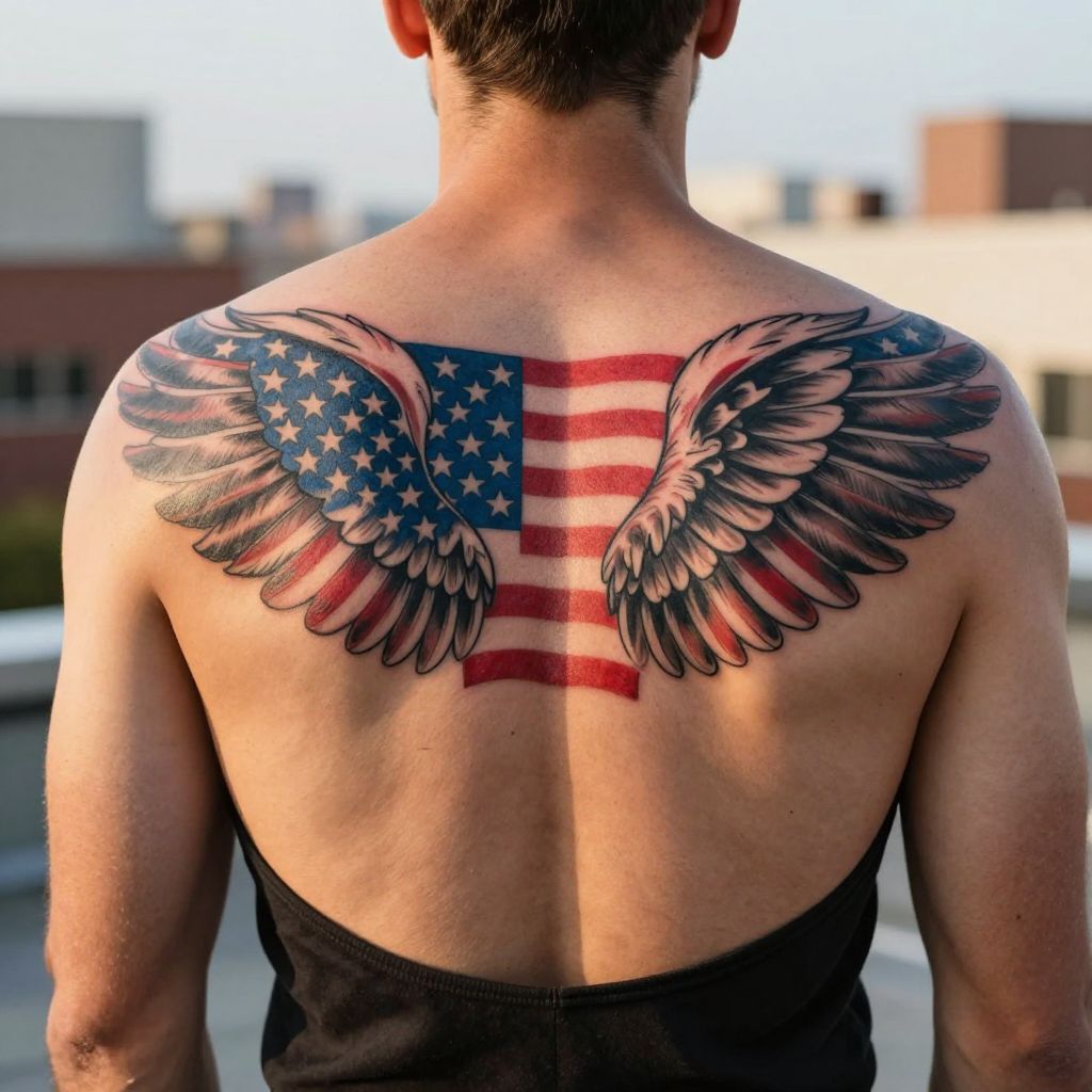 Flag Wings on the Shoulder Blades