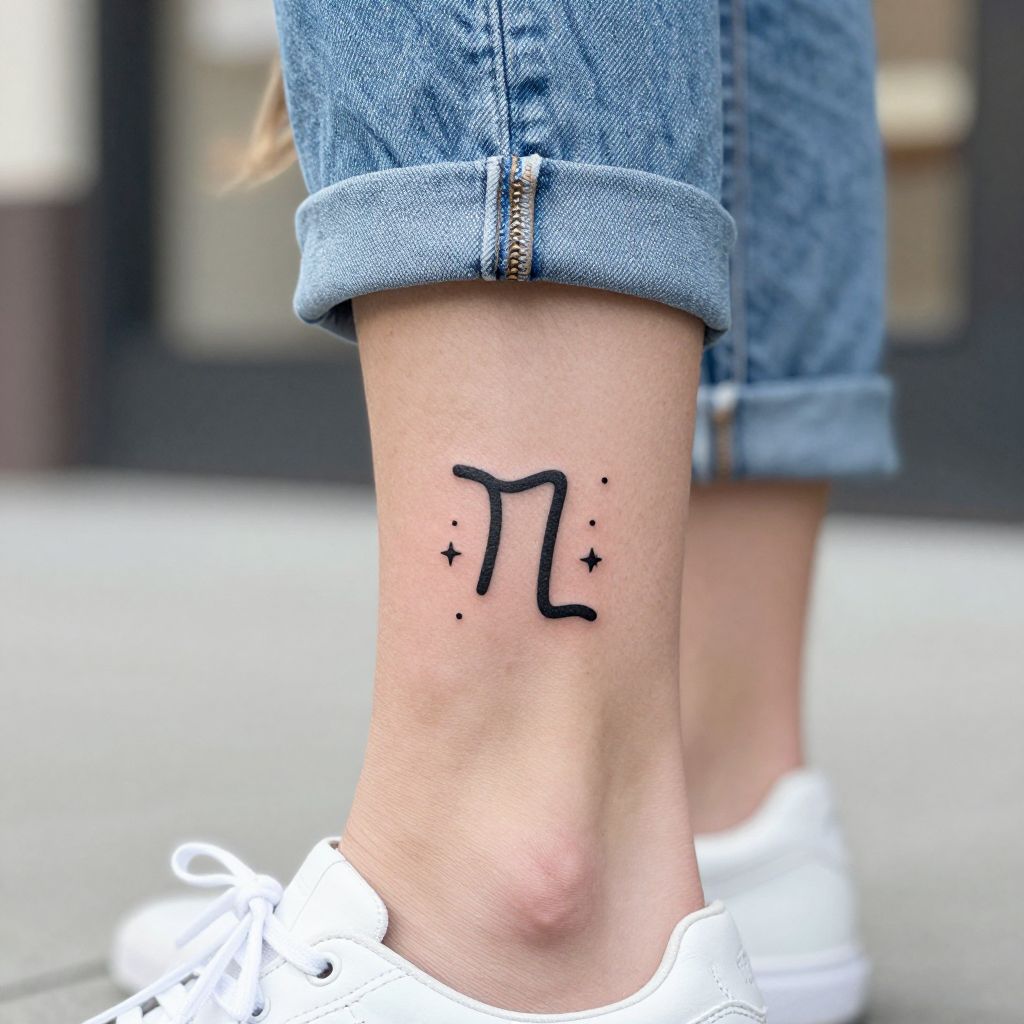 Tiny Zodiac Symbol Ankle Tattoo
