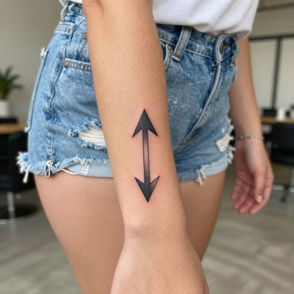 Geometric Arrow Ankle Tattoo