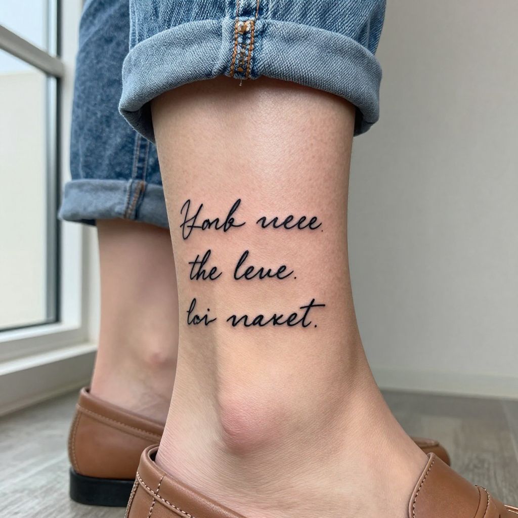 Scripted Quote Ankle Tattoo