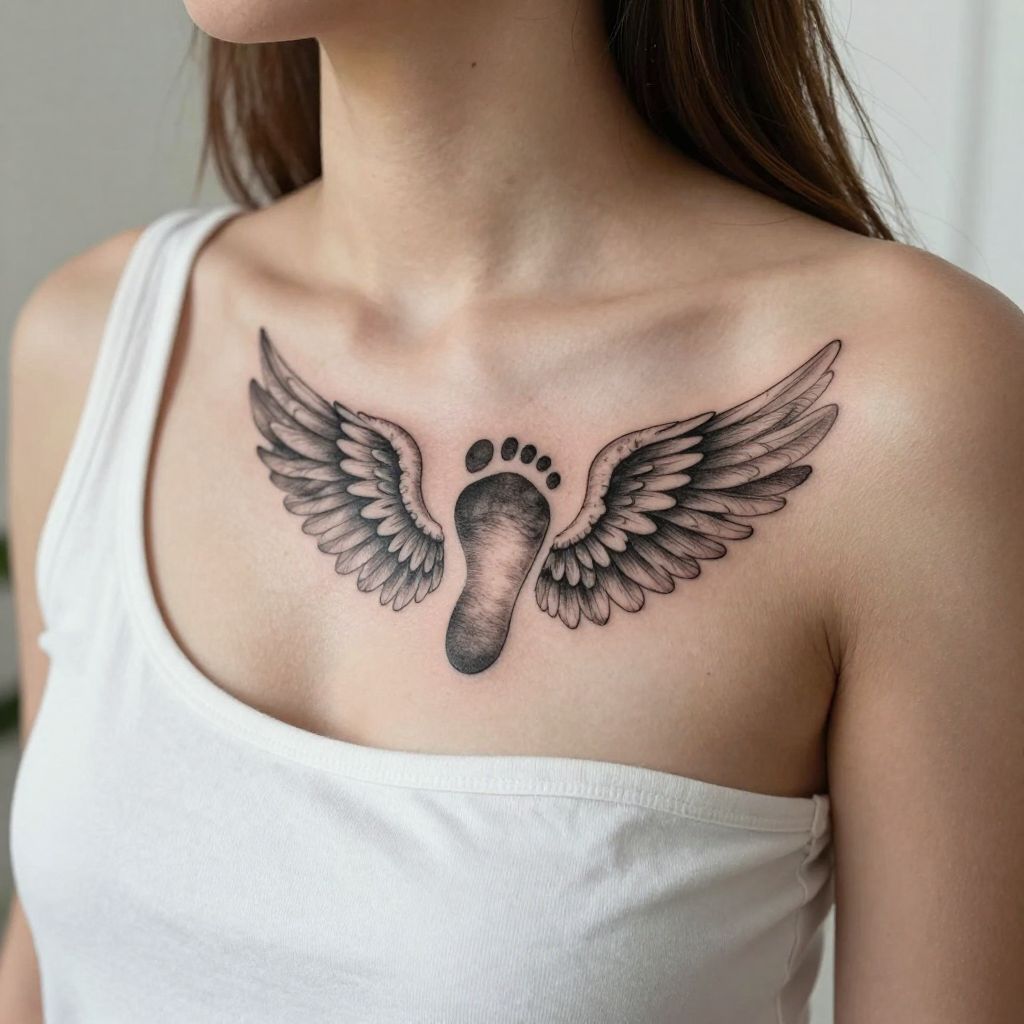Footprint with Angel Wings