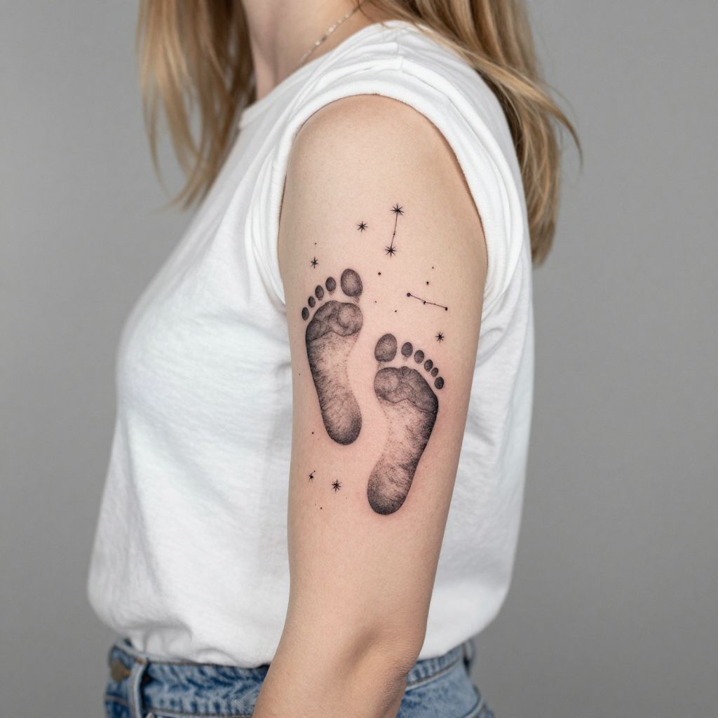 Baby Footprints with Stars or Constellations