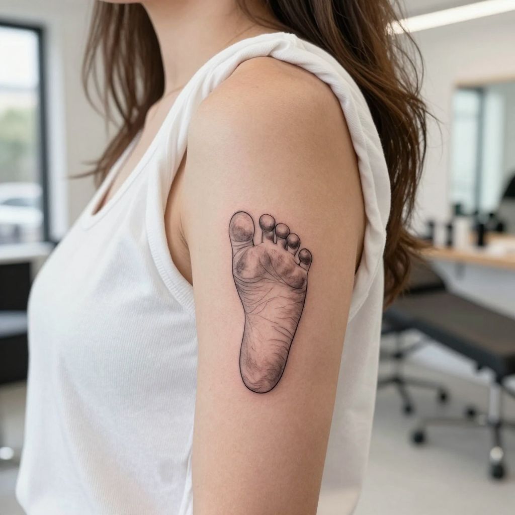 Baby Footprints with a Mother's Hand Embracing