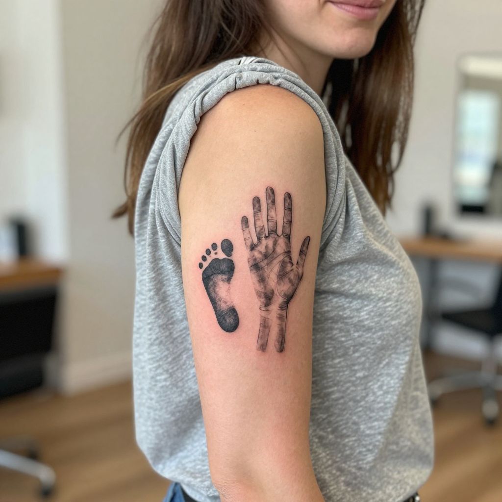 Baby Footprint and Parent Handprint Combo