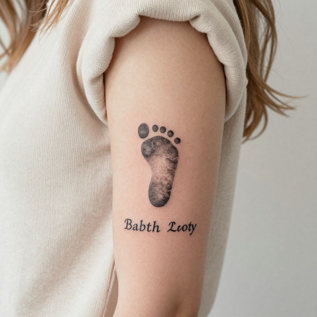 Baby Footprint with Name and Birth Coordinates