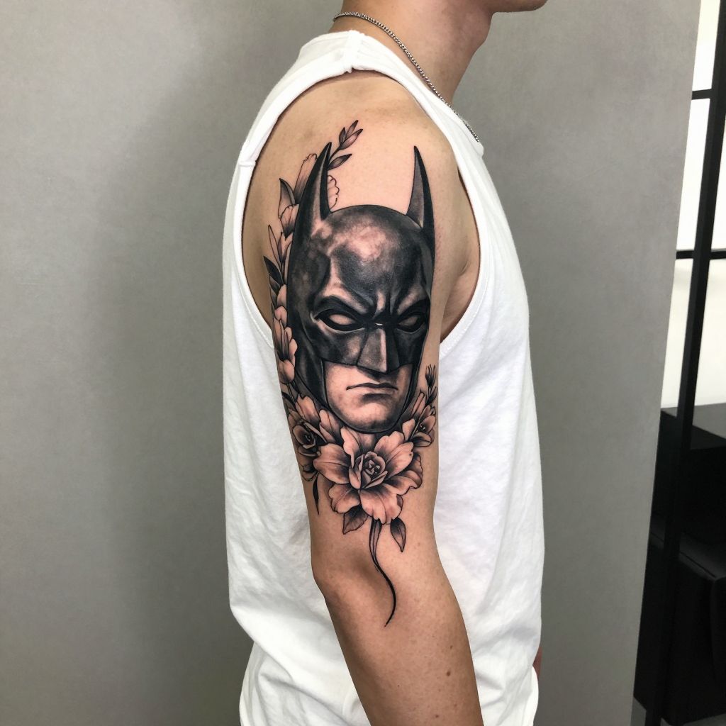 Batman Mask with Floral Accents
