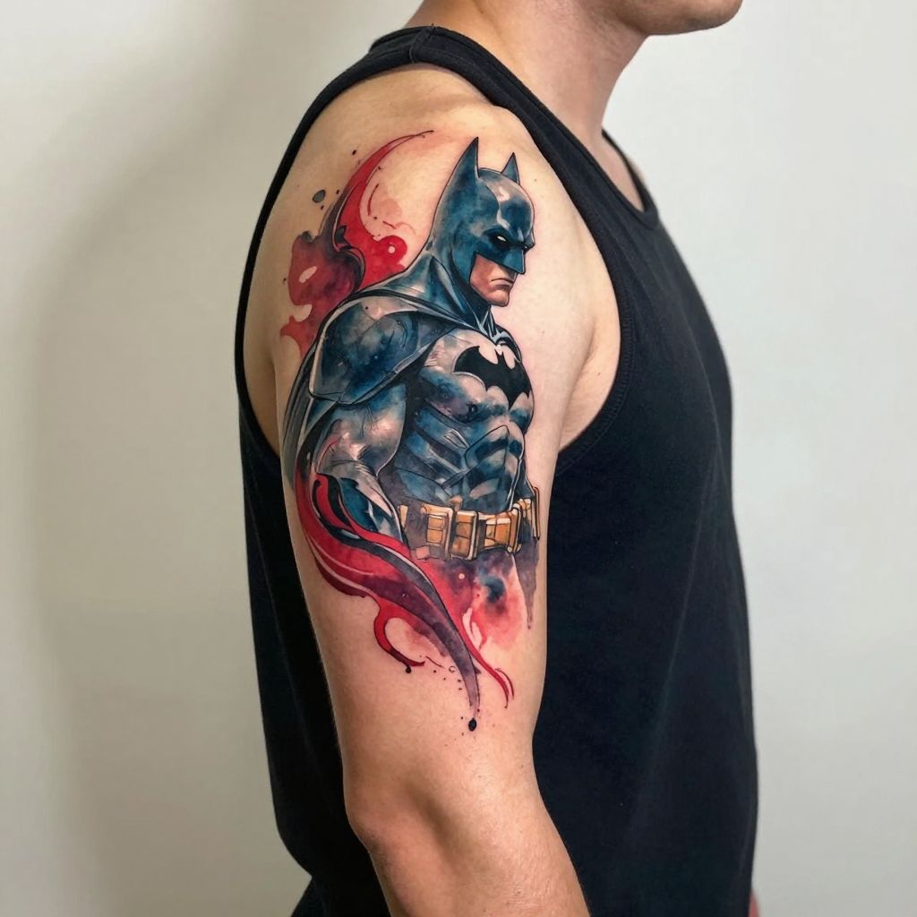 Watercolor Batman with Bleeding Colors
