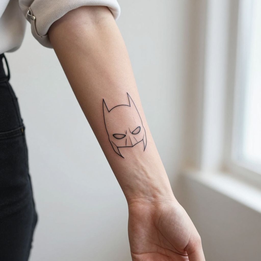 Minimalist Line Art Batman Mask