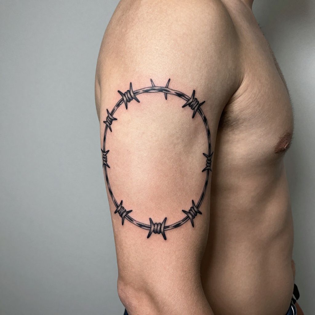 Barbed Wire Circular Tattoo