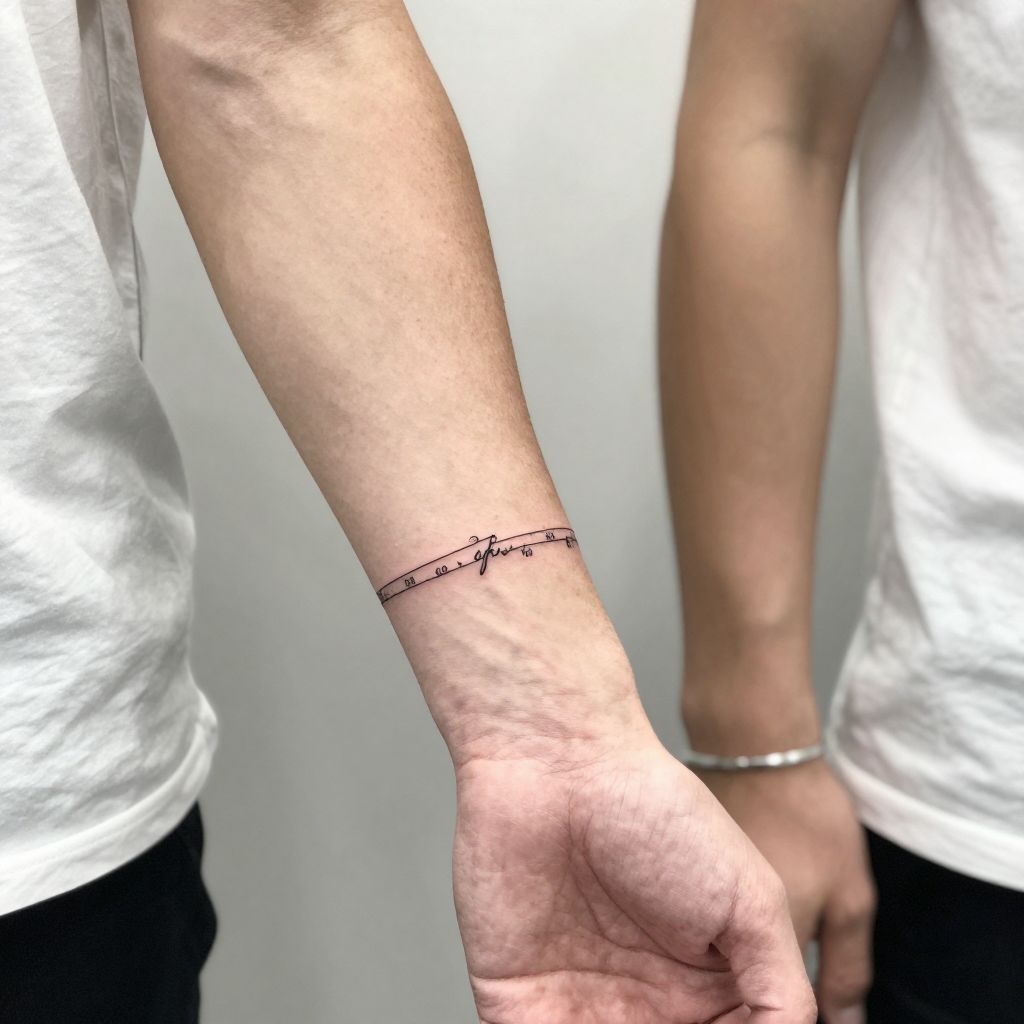 Coordinates and Date Band Tattoo